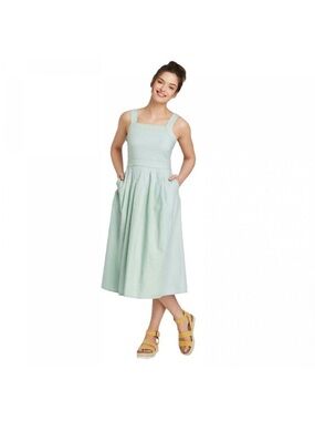 Universal Thread Midi Dress Mint Women Size 6 Sleeveless Cotton Pocket Dress NWT